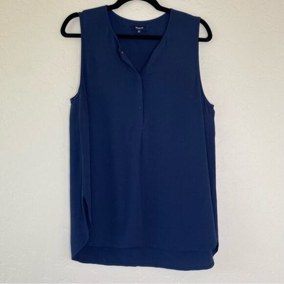 Madewell Blue Three Button Side Split Tank Top Medium - Picture 7 of 7